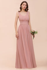 Affordable Sleeveless Ruffle Vintage Mauve Bridesmaid Dress-Babyonlines