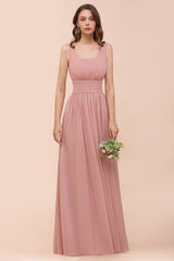 Affordable Sleeveless Ruffle Vintage Mauve Bridesmaid Dress-Babyonlines