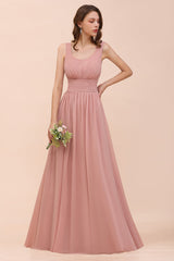 Affordable Sleeveless Ruffle Vintage Mauve Bridesmaid Dress-Babyonlines