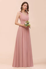 Affordable Sleeveless Ruffle Vintage Mauve Bridesmaid Dress-Babyonlines