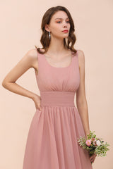 Affordable Sleeveless Ruffle Vintage Mauve Bridesmaid Dress-Babyonlines