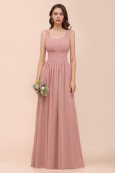 Affordable Sleeveless Ruffle Vintage Mauve Bridesmaid Dress-Babyonlines