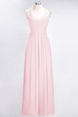 Affordable Spaghetti Straps V-Neck Burgundy Chiffon Bridesmaid Dress with Keyhole Back-Babyonlines