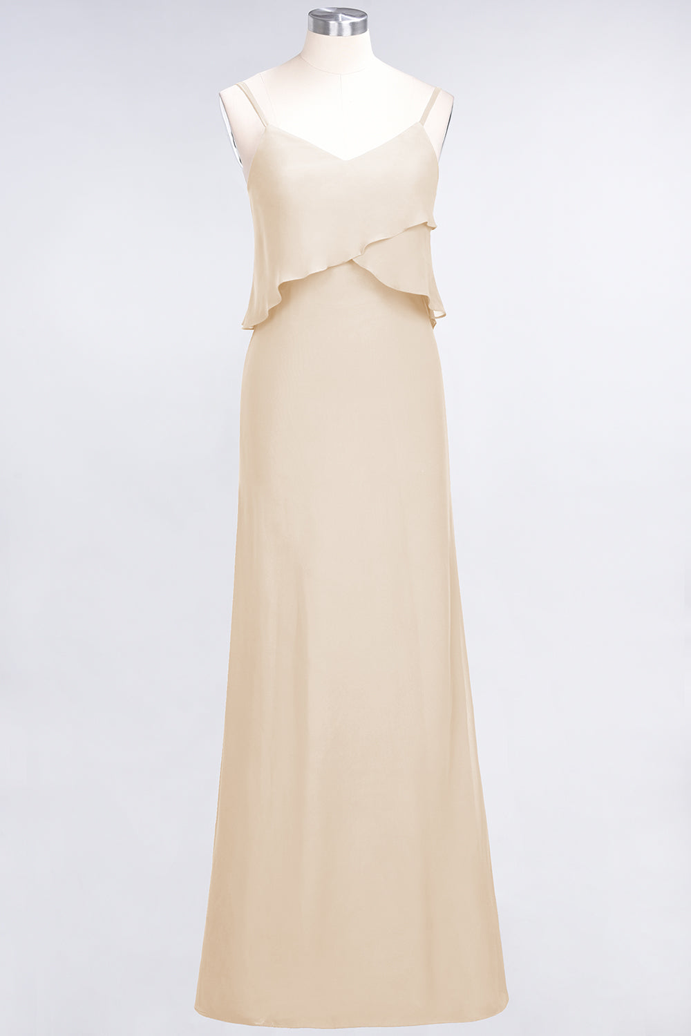 Affordable Spaghetti-Straps V-Neck Burgundy Chiffon Bridesmaid Dresses-Babyonlines