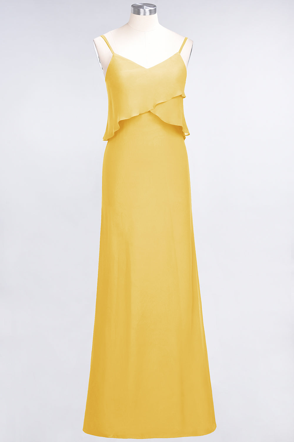 Affordable Spaghetti-Straps V-Neck Burgundy Chiffon Bridesmaid Dresses-Babyonlines