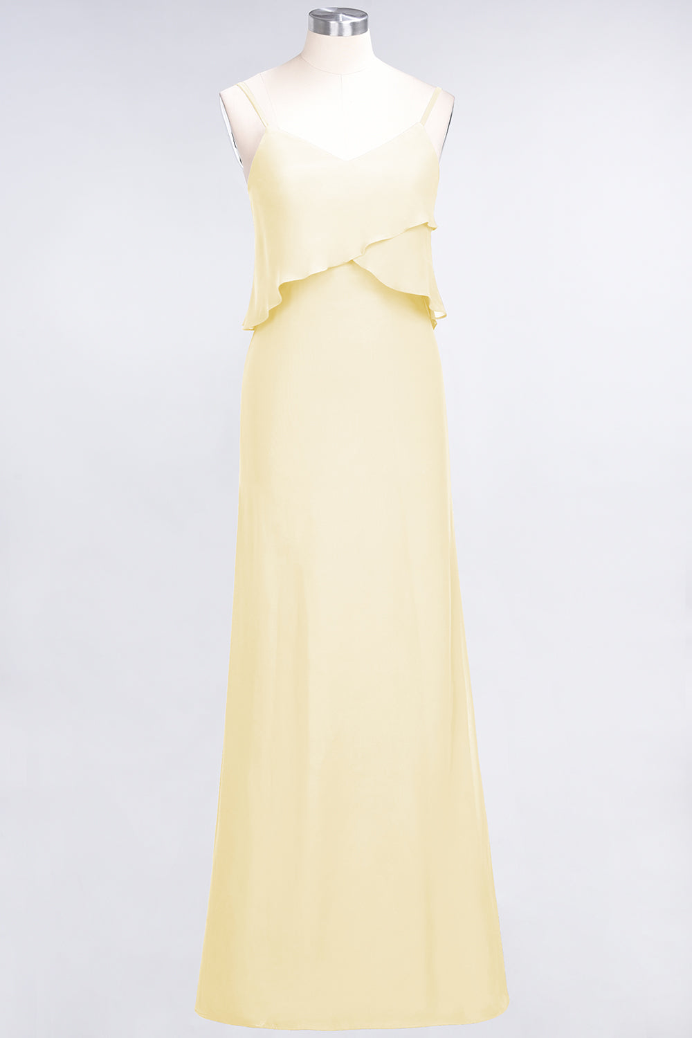 Affordable Spaghetti-Straps V-Neck Burgundy Chiffon Bridesmaid Dresses-Babyonlines