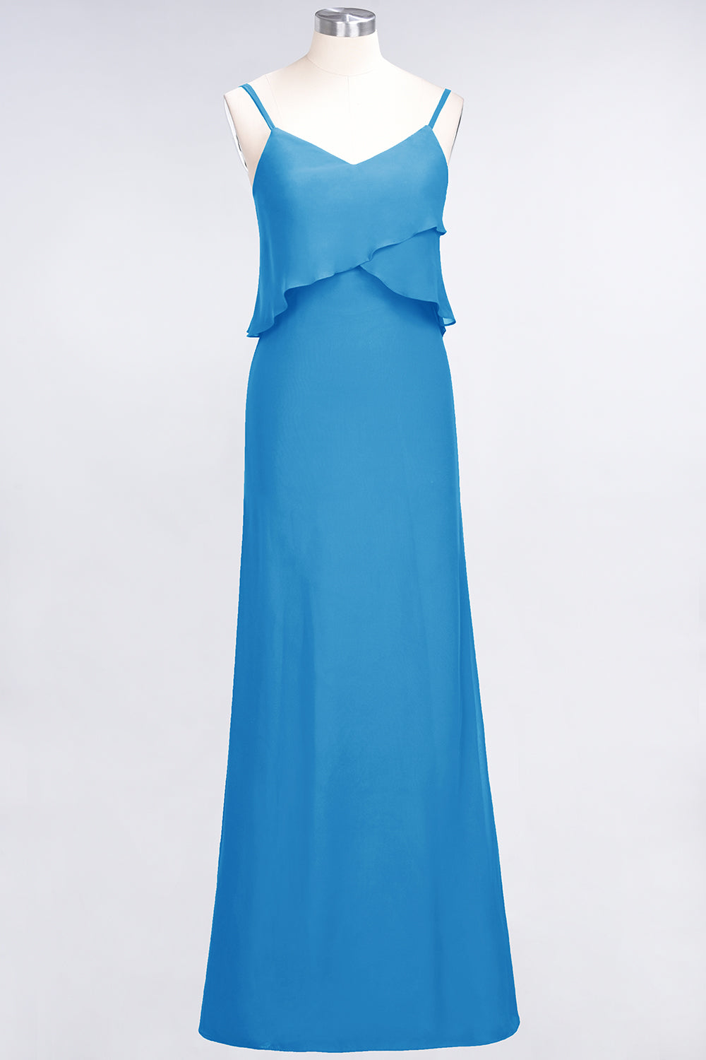 Affordable Spaghetti-Straps V-Neck Burgundy Chiffon Bridesmaid Dresses-Babyonlines