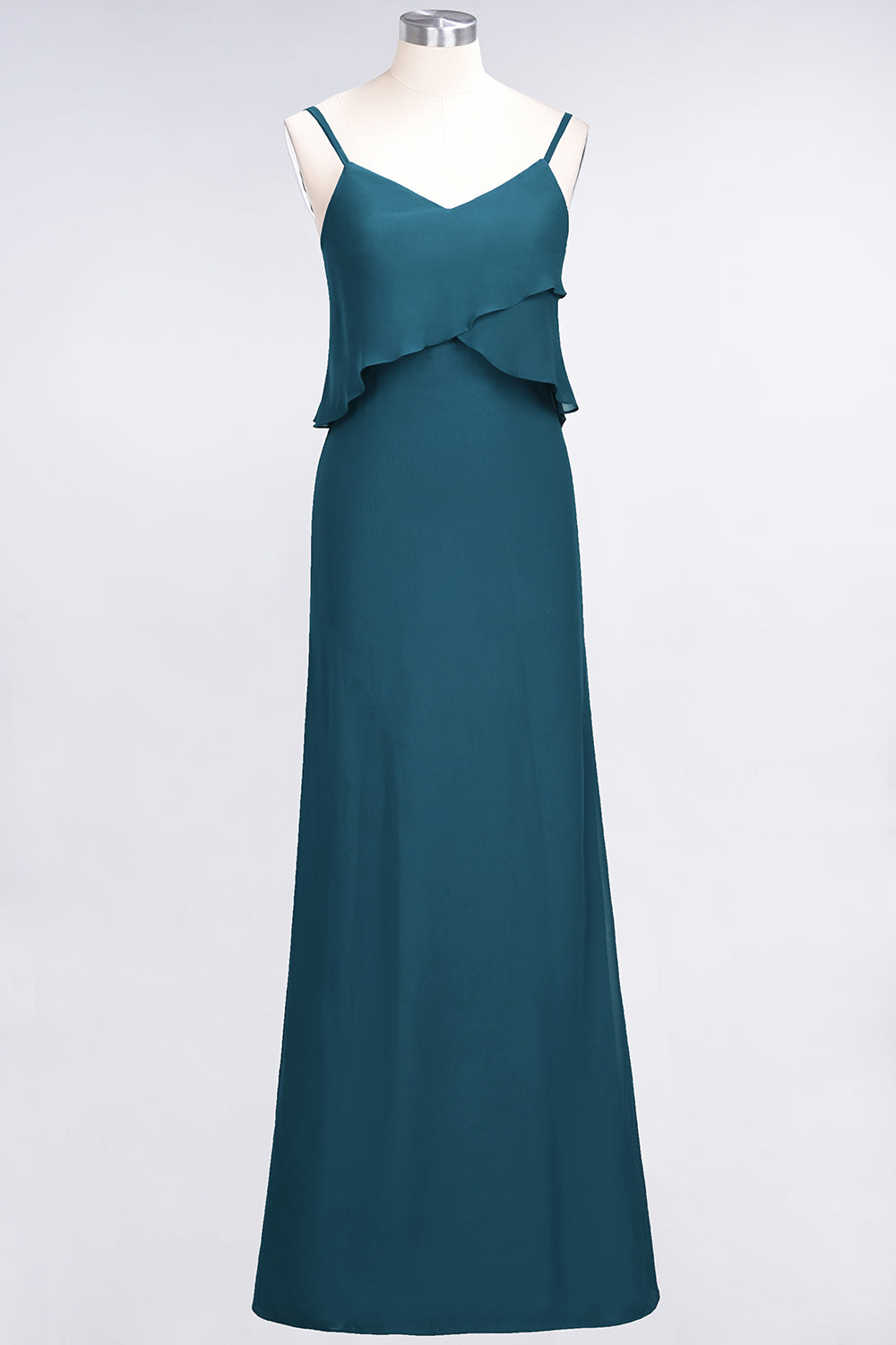 Affordable Spaghetti-Straps V-Neck Burgundy Chiffon Bridesmaid Dresses-Babyonlines