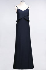 Affordable Spaghetti-Straps V-Neck Burgundy Chiffon Bridesmaid Dresses-Babyonlines