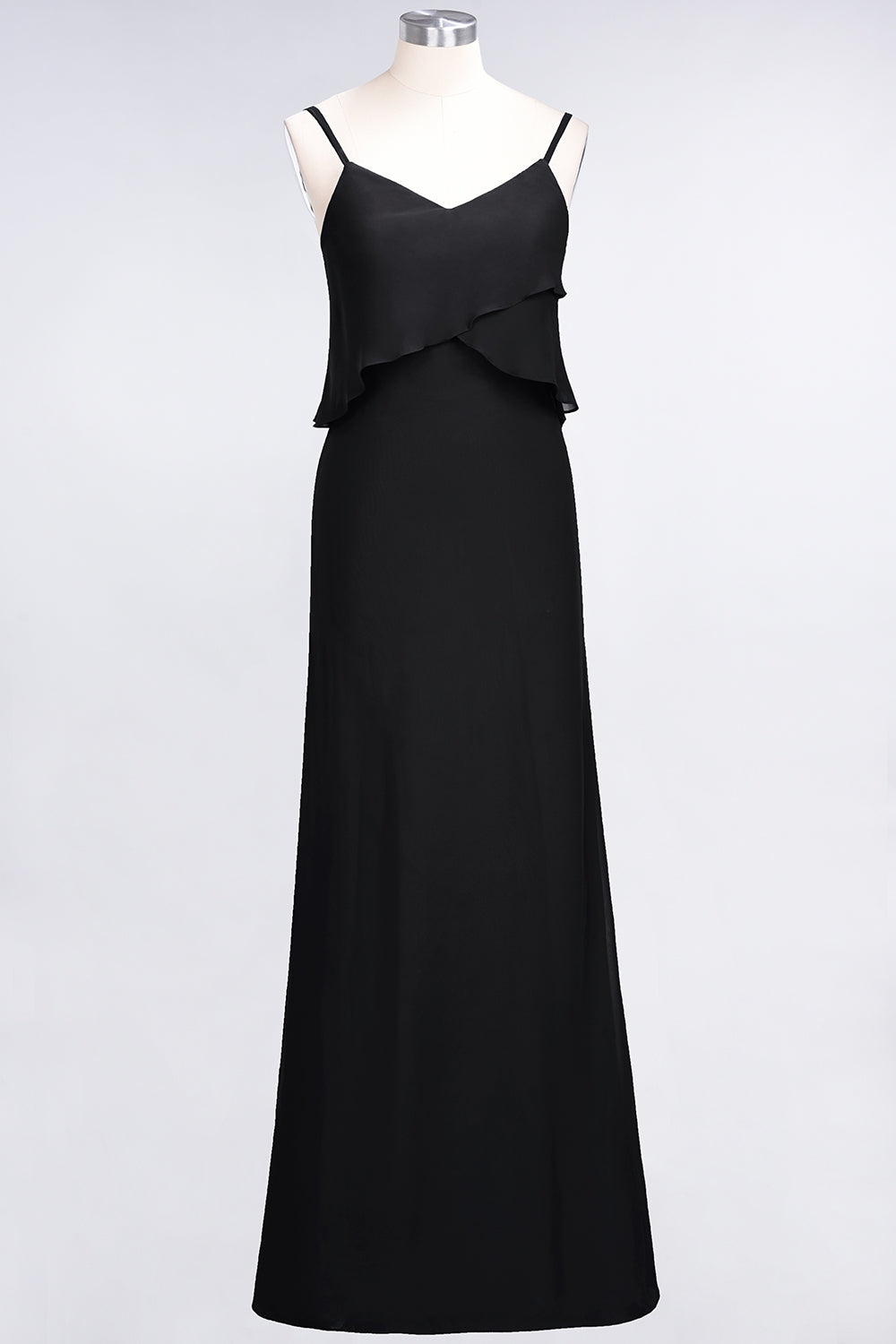 Affordable Spaghetti-Straps V-Neck Burgundy Chiffon Bridesmaid Dresses-Babyonlines