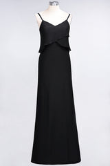 Affordable Spaghetti-Straps V-Neck Burgundy Chiffon Bridesmaid Dresses-Babyonlines