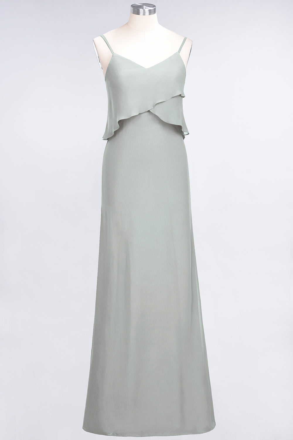 Affordable Spaghetti-Straps V-Neck Burgundy Chiffon Bridesmaid Dresses-Babyonlines