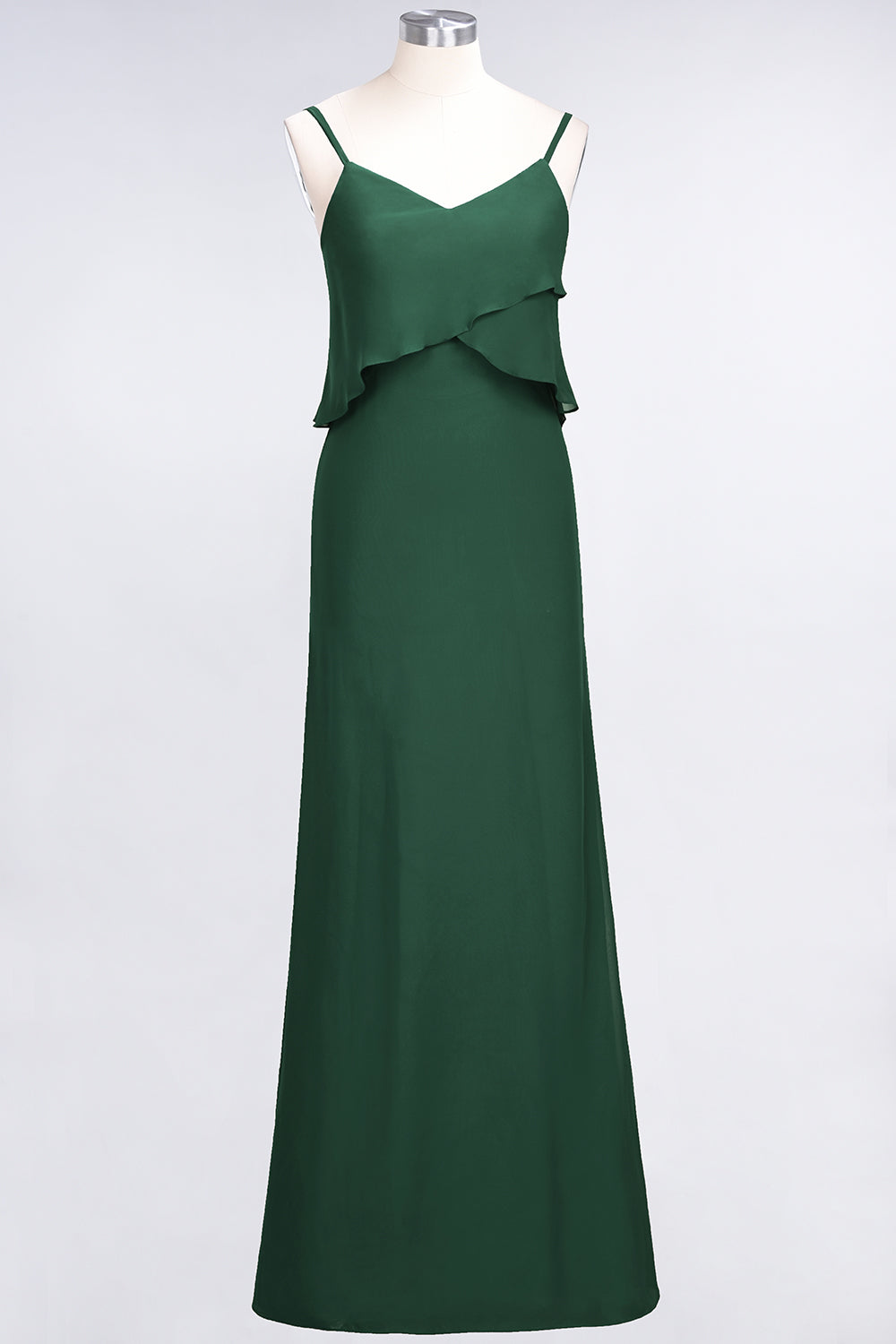 Affordable Spaghetti-Straps V-Neck Burgundy Chiffon Bridesmaid Dresses-Babyonlines