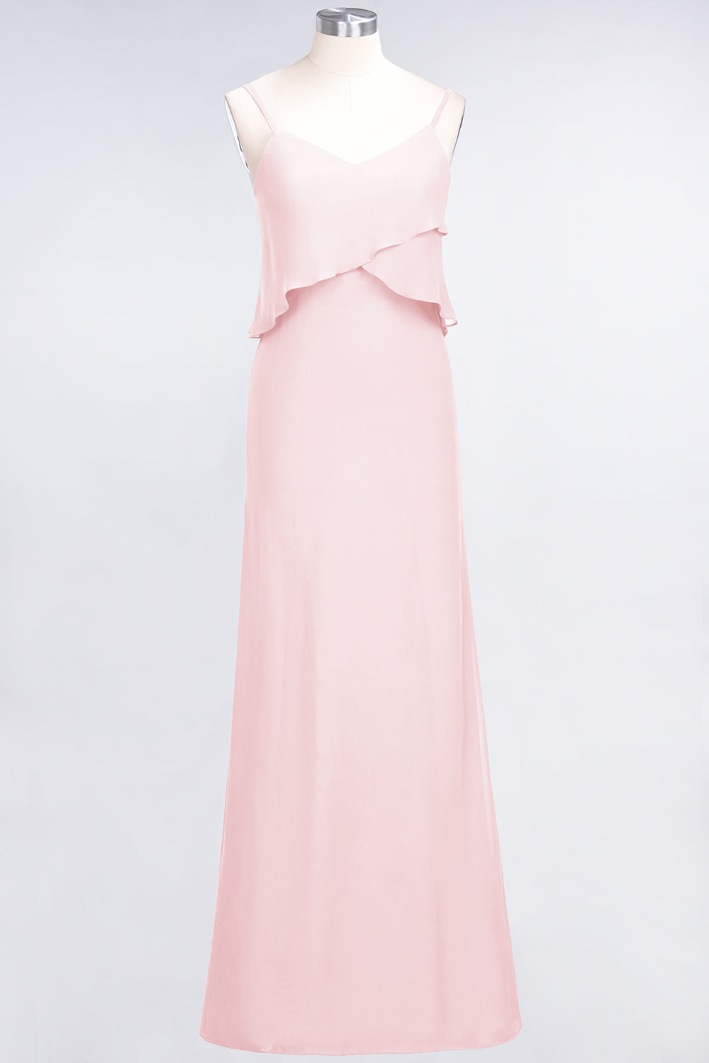 Affordable Spaghetti-Straps V-Neck Burgundy Chiffon Bridesmaid Dresses-Babyonlines