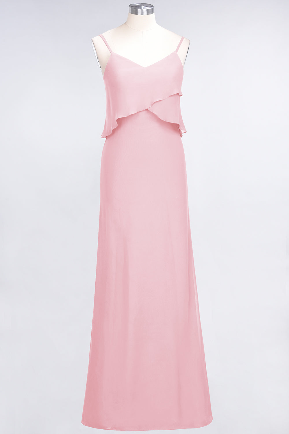 Affordable Spaghetti-Straps V-Neck Burgundy Chiffon Bridesmaid Dresses-Babyonlines