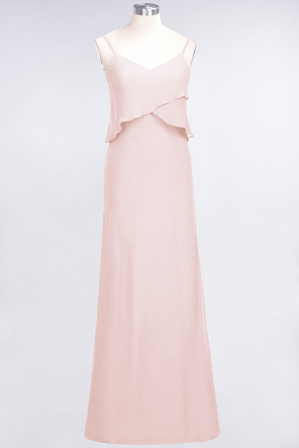Affordable Spaghetti-Straps V-Neck Burgundy Chiffon Bridesmaid Dresses-Babyonlines