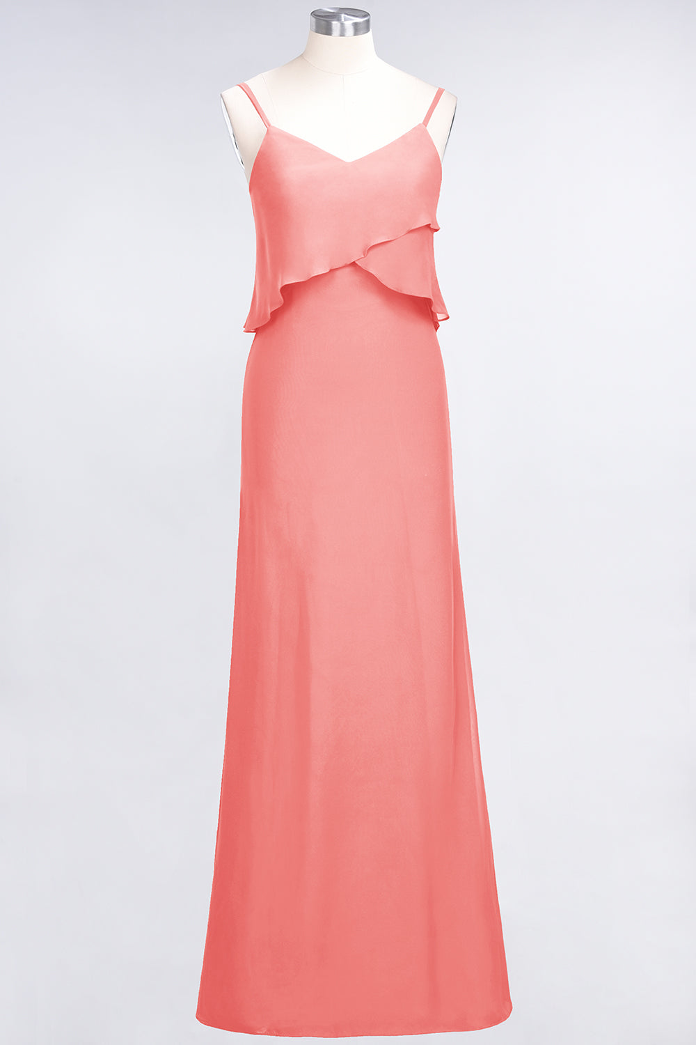 Affordable Spaghetti-Straps V-Neck Burgundy Chiffon Bridesmaid Dresses-Babyonlines