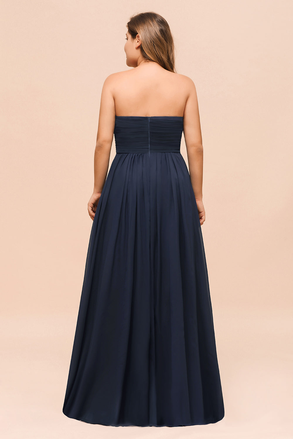 Affordable Strapless Sweetheart Long Bridesmaid Dress with Ruffle-Babyonlines