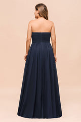 Affordable Strapless Sweetheart Long Bridesmaid Dress with Ruffle-Babyonlines