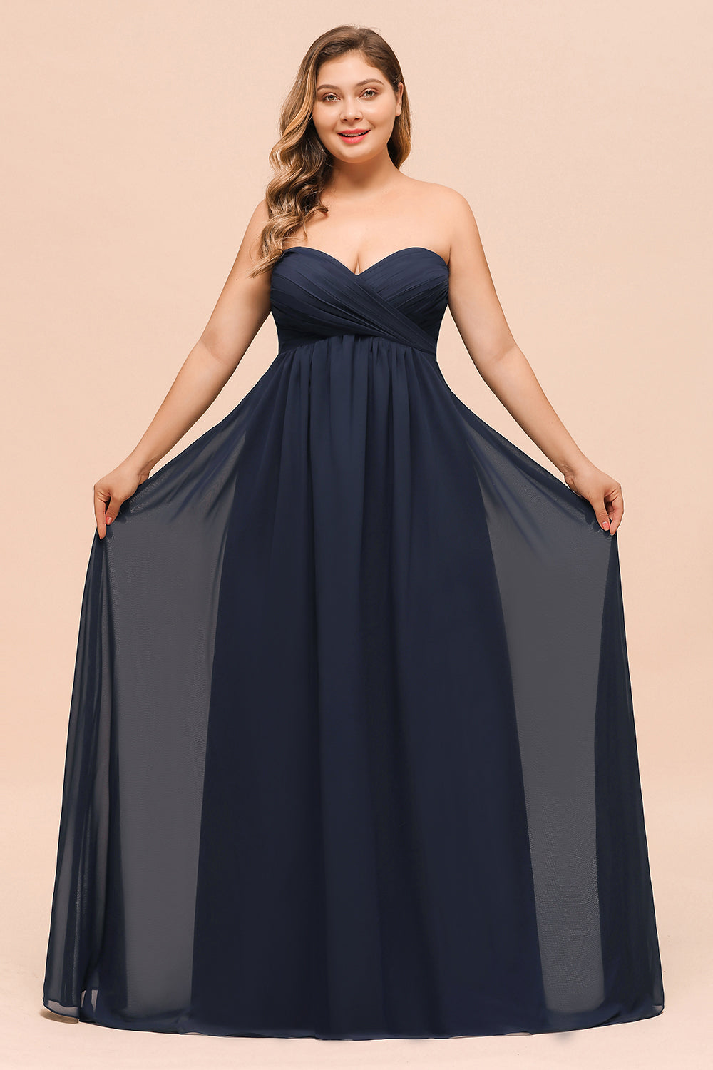 Affordable Strapless Sweetheart Long Bridesmaid Dress with Ruffle-Babyonlines