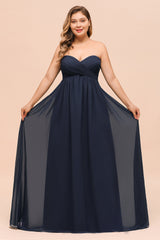 Affordable Strapless Sweetheart Long Bridesmaid Dress with Ruffle-Babyonlines