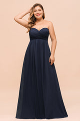 Affordable Strapless Sweetheart Long Bridesmaid Dress with Ruffle-Babyonlines