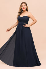 Affordable Strapless Sweetheart Long Bridesmaid Dress with Ruffle-Babyonlines