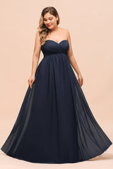 Affordable Strapless Sweetheart Long Bridesmaid Dress with Ruffle-Babyonlines