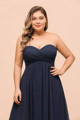 Affordable Strapless Sweetheart Long Bridesmaid Dress with Ruffle-Babyonlines