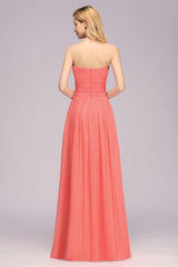 Affordable Sweetheart Strapless Chiffon Bridesmaid Dress with Flower-Babyonlines