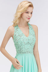 Affordable V-Neck Short Lace Birdesmaid Dresses Online-Babyonlines
