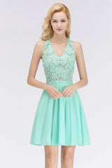 Affordable V-Neck Short Lace Birdesmaid Dresses Online-Babyonlines