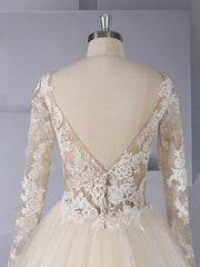 Alluring Illusion Tulle Ball Gown Wedding Dress With Lace Appliques