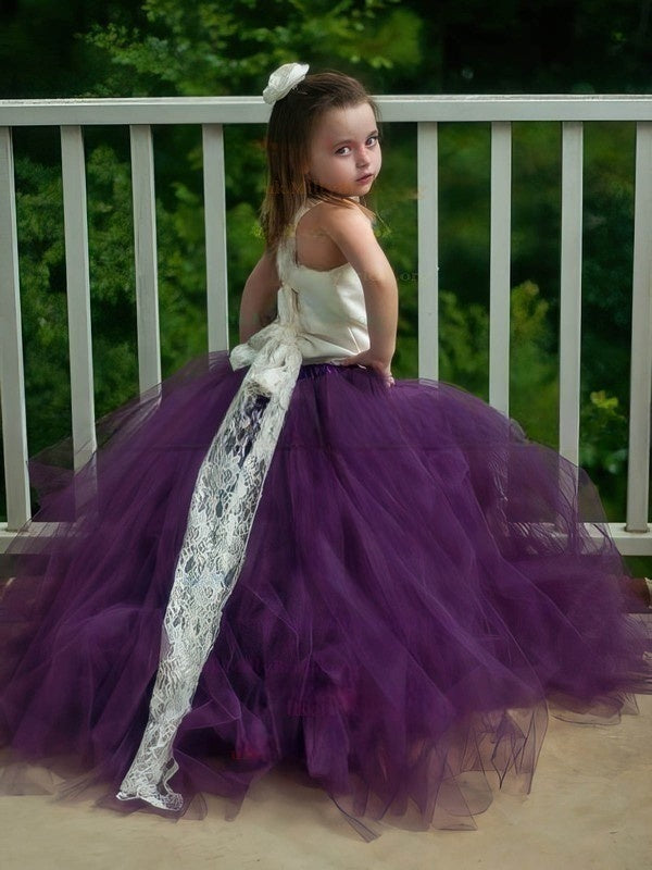 Amazing Square Neckline Tulle Floor-length Flower Princess Flower Girl Dresses