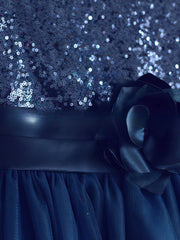 Ball Gown Scoop Neck Tulle Sequined Ankle-length Ruffles Flower Girl Dresses