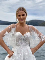 Beautiful Ball Gown Sweetheart Tulle Sweep Train Wedding Dresses With Split Front