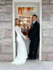 Beautiful Trumpet/Mermaid Scoop Neck Lace Sweep Train Wedding Dresses