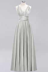 Chic Burgundy Satin Long Bridesmaid Dresses With One Shoulder-Babyonlines