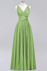 Chic Burgundy Satin Long Bridesmaid Dresses With One Shoulder-Babyonlines