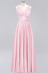 Chic Burgundy Satin Long Bridesmaid Dresses With One Shoulder-Babyonlines