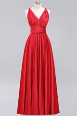 Chic Burgundy Satin Long Bridesmaid Dresses With One Shoulder-Babyonlines