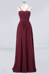 Chic Burgundy Sweetheart Long Bridesmaid Dress With Spaghetti-Straps-Babyonlines