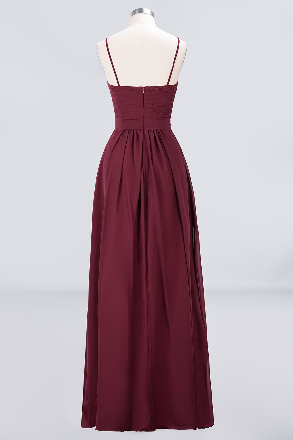 Chic Burgundy Sweetheart Long Bridesmaid Dress With Spaghetti-Straps-Babyonlines