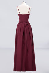 Chic Burgundy Sweetheart Long Bridesmaid Dress With Spaghetti-Straps-Babyonlines
