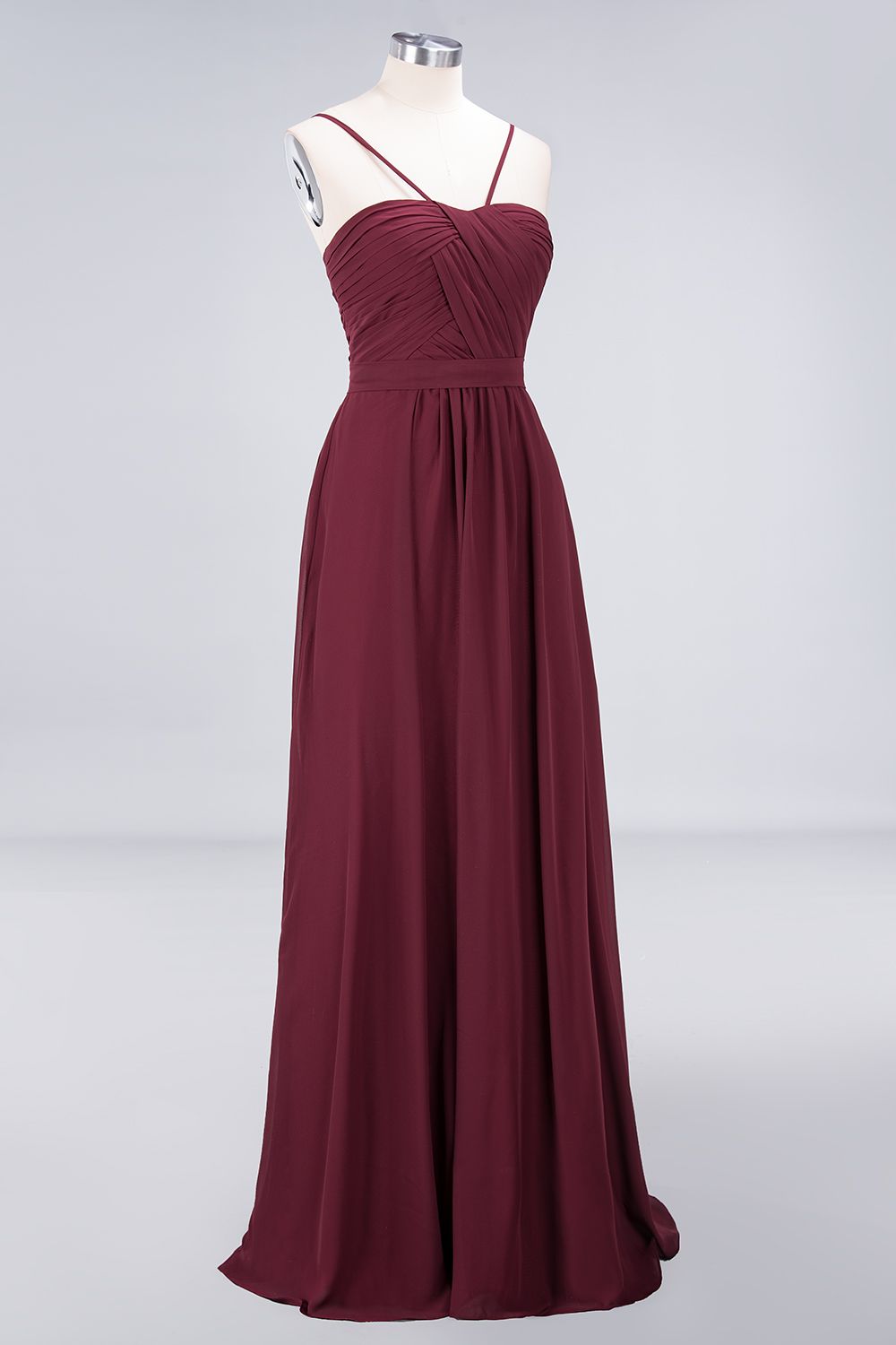 Chic Burgundy Sweetheart Long Bridesmaid Dress With Spaghetti-Straps-Babyonlines