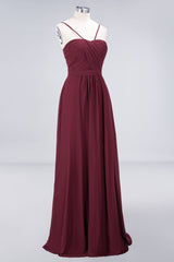 Chic Burgundy Sweetheart Long Bridesmaid Dress With Spaghetti-Straps-Babyonlines