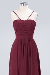 Chic Burgundy Sweetheart Long Bridesmaid Dress With Spaghetti-Straps-Babyonlines