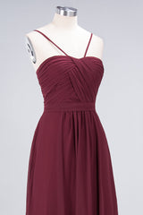 Chic Burgundy Sweetheart Long Bridesmaid Dress With Spaghetti-Straps-Babyonlines
