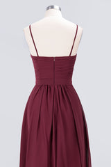 Chic Burgundy Sweetheart Long Bridesmaid Dress With Spaghetti-Straps-Babyonlines