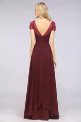 Chic Chiffon Sweetheart Cap-Sleeves Ruffle Bridesmaid Dresses with Beadings-Babyonlines